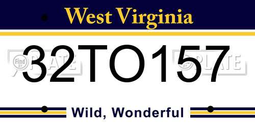 32TO157 West Virginia License Plate