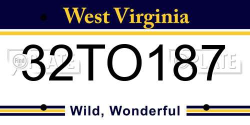 32TO187 West Virginia License Plate