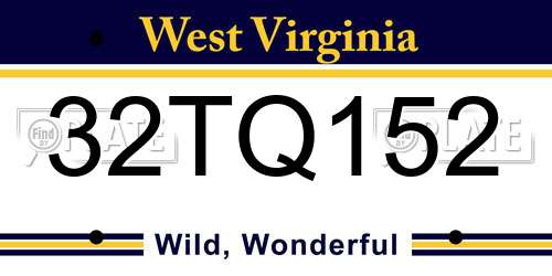32TQ152 West Virginia License Plate
