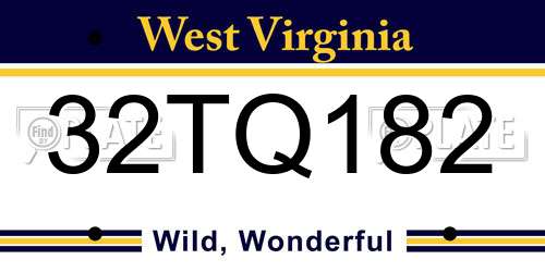 32TQ182 West Virginia License Plate
