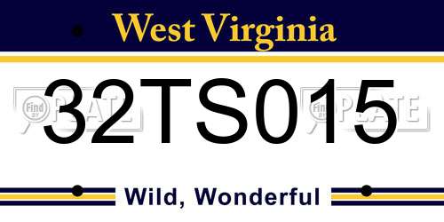 32TS015 West Virginia License Plate