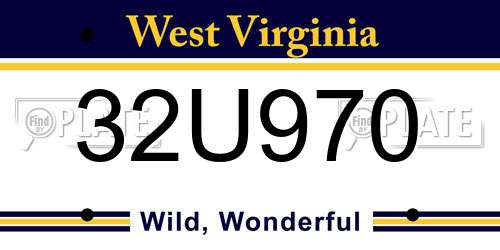 32U970 West Virginia License Plate
