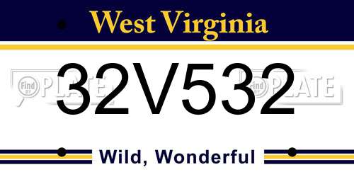 32V532 West Virginia License Plate