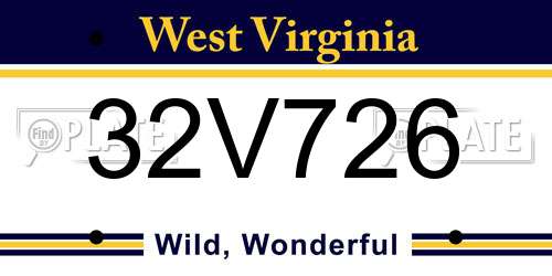 32V726 West Virginia License Plate