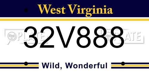 32V888 West Virginia License Plate