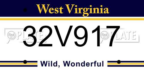 32V917 West Virginia License Plate