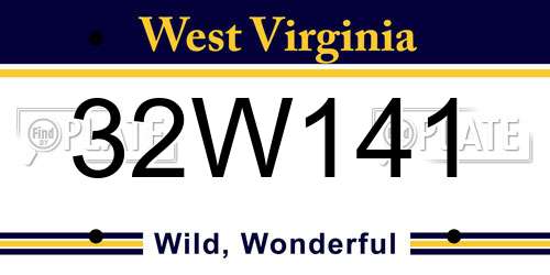 32W141 West Virginia License Plate