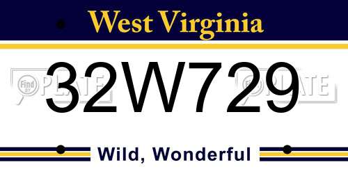 32W729 West Virginia License Plate