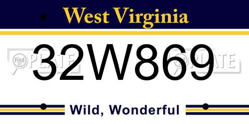 32W869 West Virginia License Plate