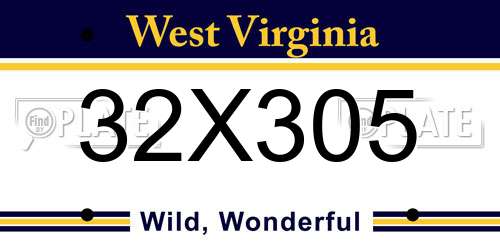 32X305 West Virginia License Plate