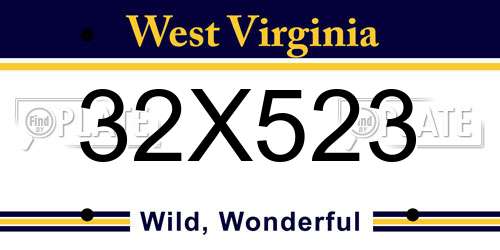 32X523 West Virginia License Plate