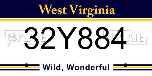 32Y884 West Virginia License Plate