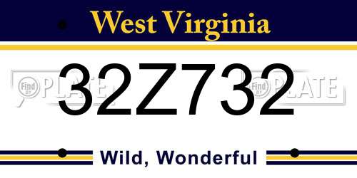 32Z732 West Virginia License Plate