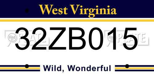 32ZB015 West Virginia License Plate