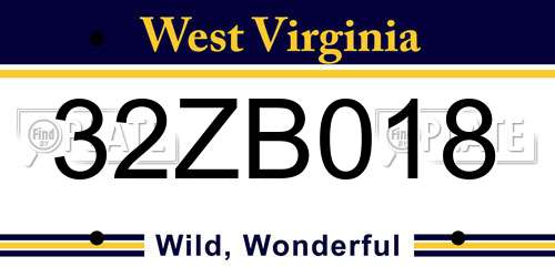 32ZB018 West Virginia License Plate