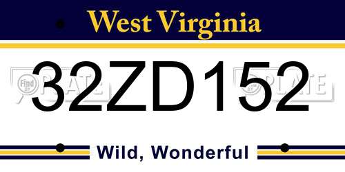 32ZD152 West Virginia License Plate