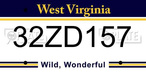 32ZD157 West Virginia License Plate