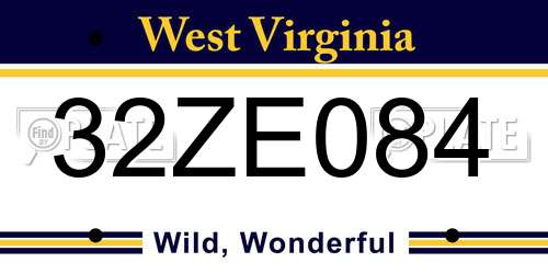 32ZE084 West Virginia License Plate