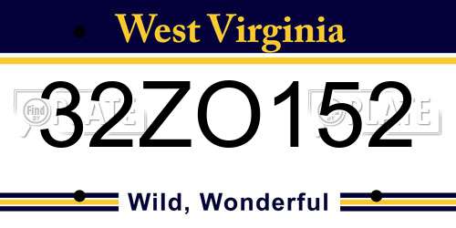 32ZO152 West Virginia License Plate