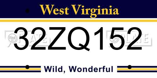 32ZQ152 West Virginia License Plate