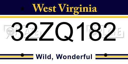 32ZQ182 West Virginia License Plate
