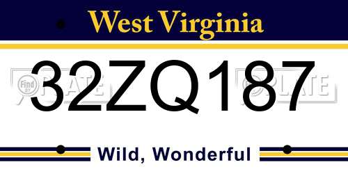 32ZQ187 West Virginia License Plate