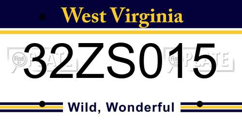 32ZS015 West Virginia License Plate