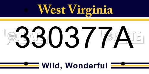 330377A West Virginia License Plate