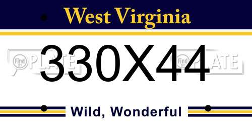 330X44 West Virginia License Plate