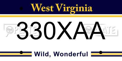 330XAA West Virginia License Plate