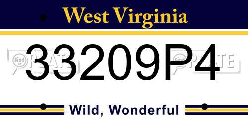 33209P4 West Virginia License Plate