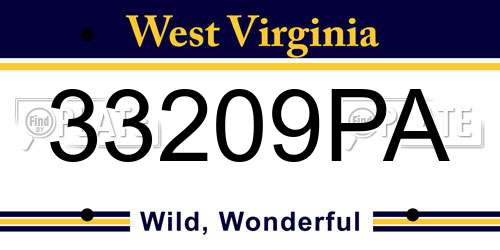 33209PA West Virginia License Plate