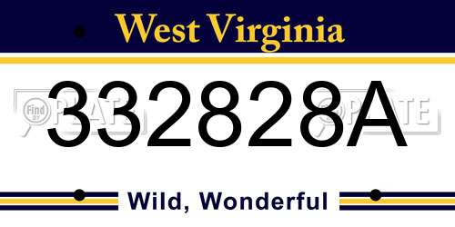 332828A West Virginia License Plate