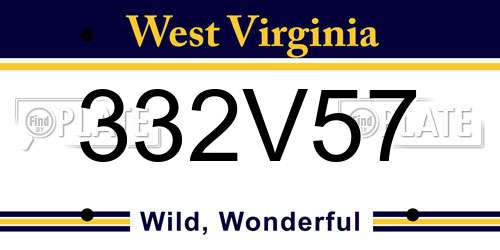 332V57 West Virginia License Plate