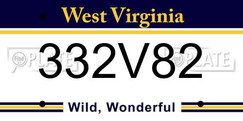 332V82 West Virginia License Plate