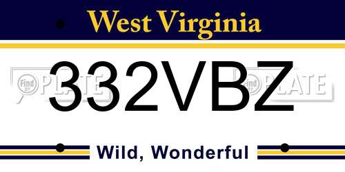 332VBZ West Virginia License Plate