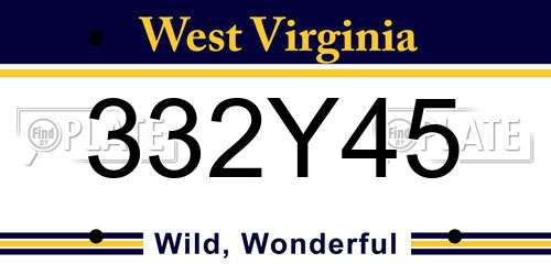 332Y45 West Virginia License Plate