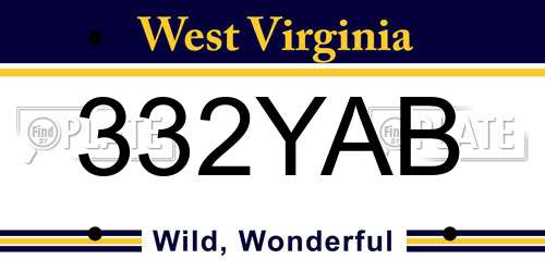 332YAB West Virginia License Plate