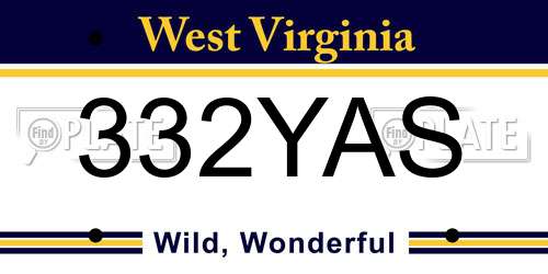 332YAS West Virginia License Plate