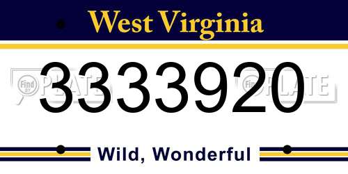 3333920 West Virginia License Plate