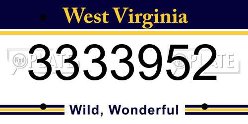 3333952 West Virginia License Plate
