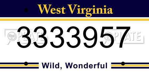 3333957 West Virginia License Plate