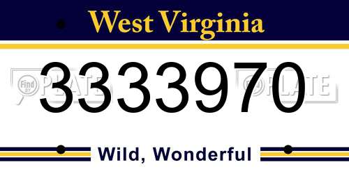 3333970 West Virginia License Plate