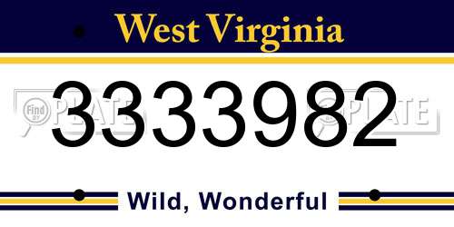 3333982 West Virginia License Plate