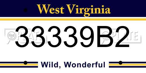 33339B2 West Virginia License Plate