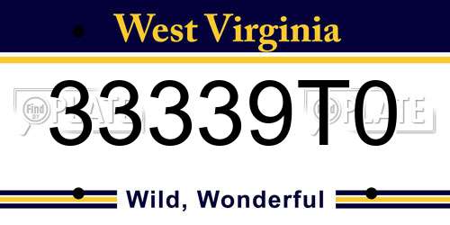 33339T0 West Virginia License Plate