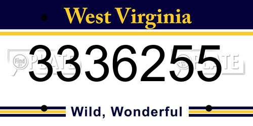 3336255 West Virginia License Plate