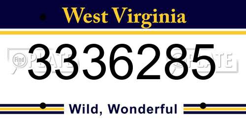 3336285 West Virginia License Plate