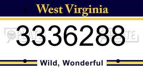 3336288 West Virginia License Plate