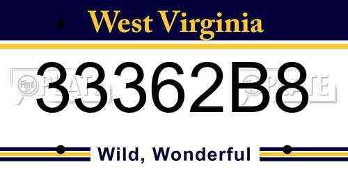 33362B8 West Virginia License Plate